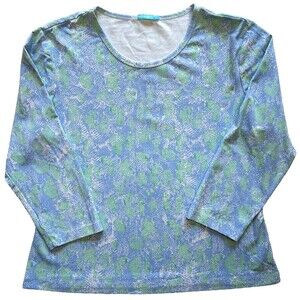 J. McLaughlin Women's Signature Catalina Cloth Blue Green Paint Print Size Large